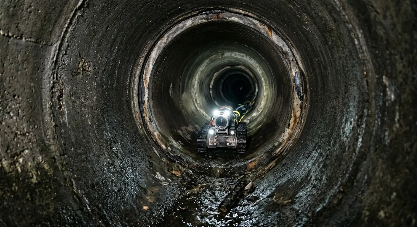 Robotic sewer camera inspecting pipe interior for Sewer Line Repair in Redding